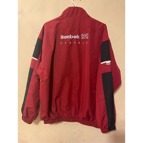 VTG Reebok Classic Mens Running Track Jacket British Flag Spellout 90’s Sz L - Picture 4 of 16